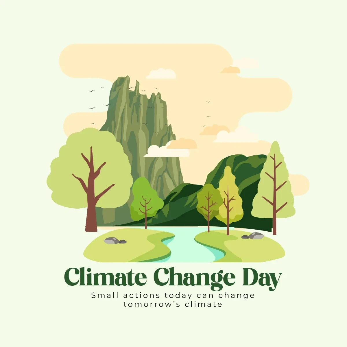 Free Climate Change Day Green Clip Art Template to Edit Online