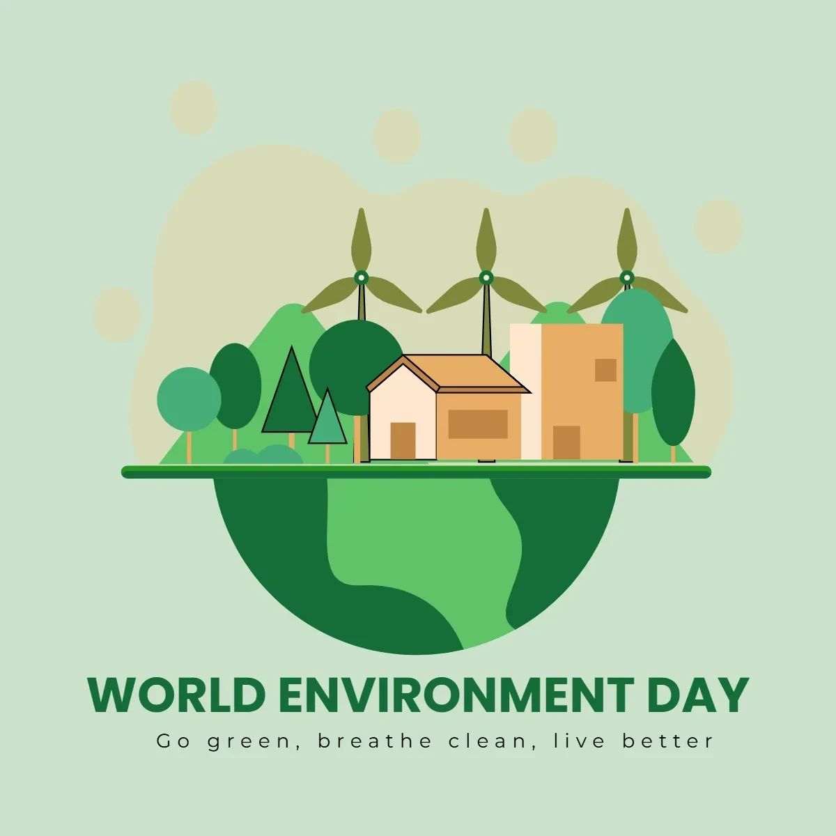 Free World Environment Day Green Clip Art Template to Edit Online