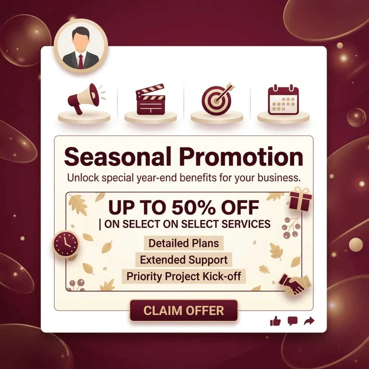 Free Seasonal Promotion LinkedIn Post Template to Edit Online