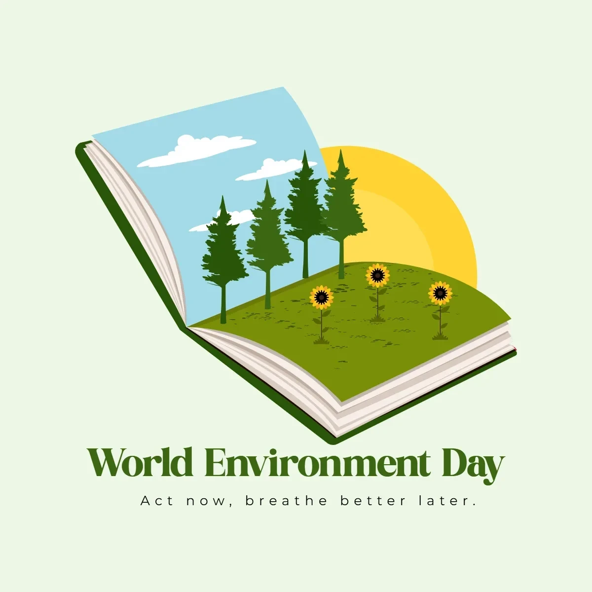 Free World Environment Day Open book Clip Art Template to Edit Online
