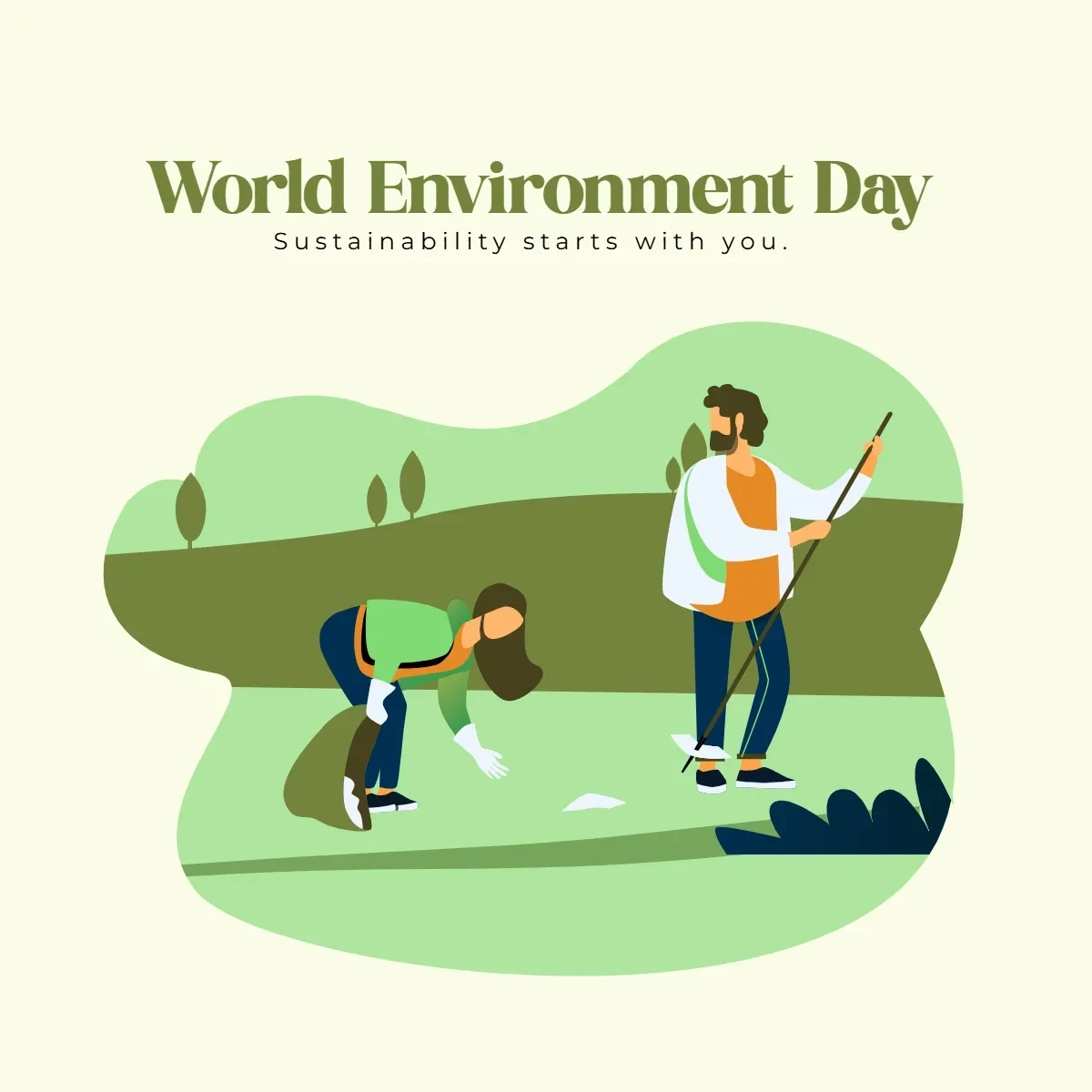 Free World Environment Day Cleaning Clip Art Template to Edit Online