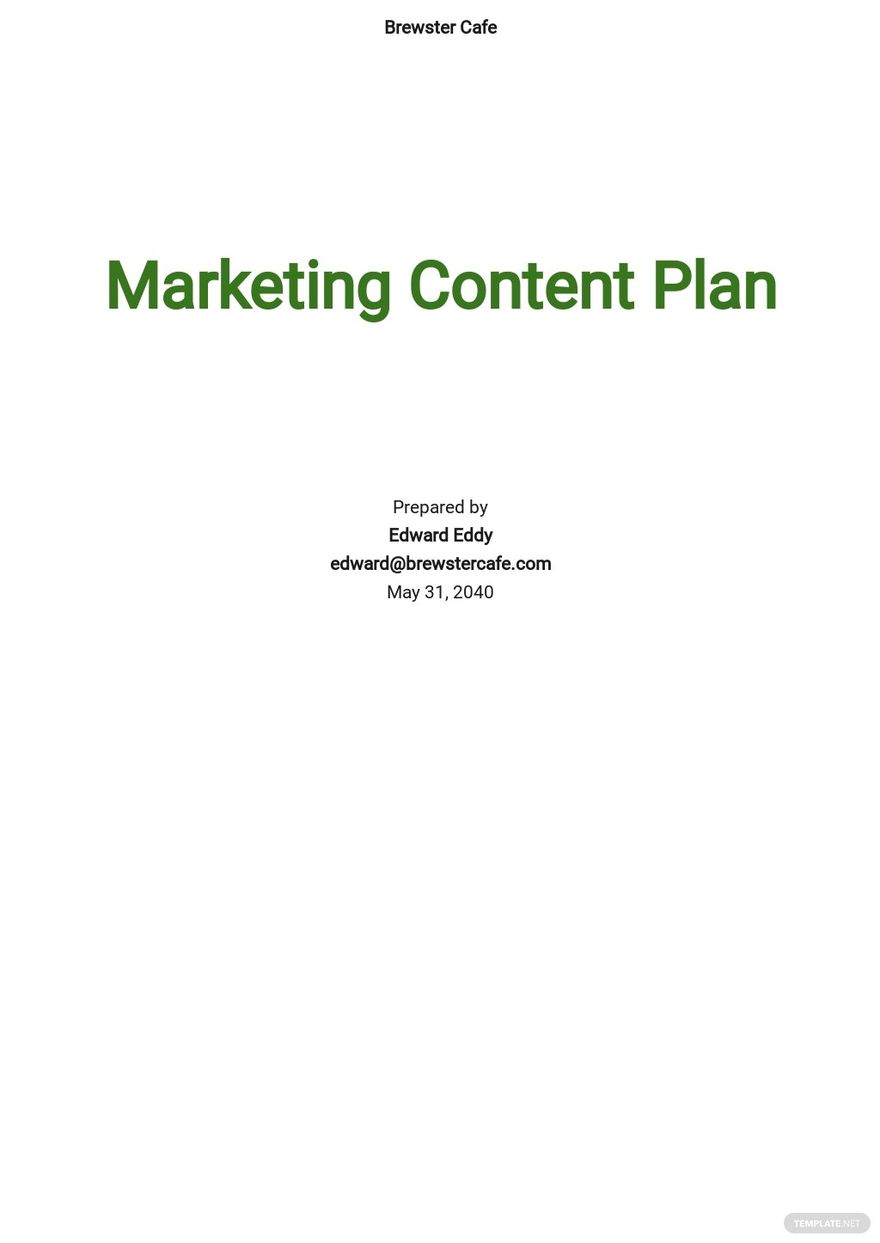 Marketing Content Plan Template