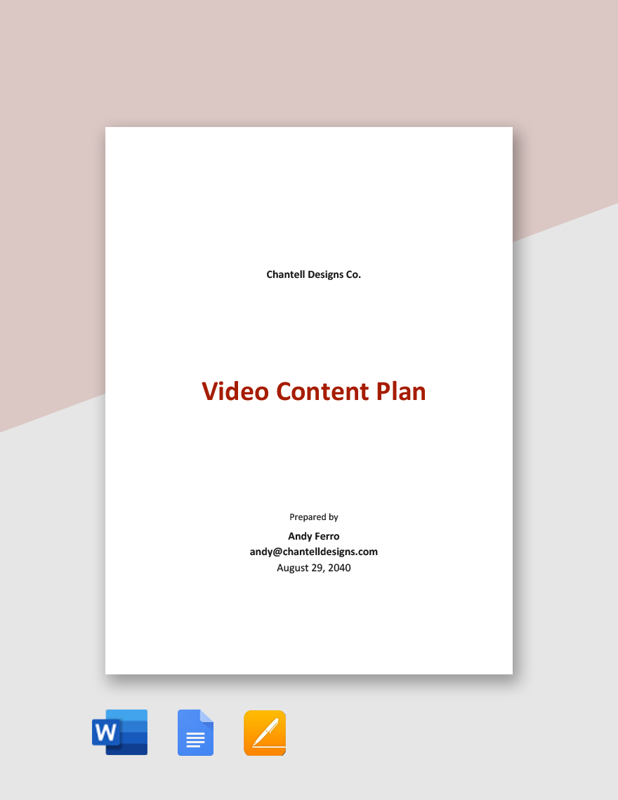 Video Content Plan Template in Word, Google Docs, Apple Pages