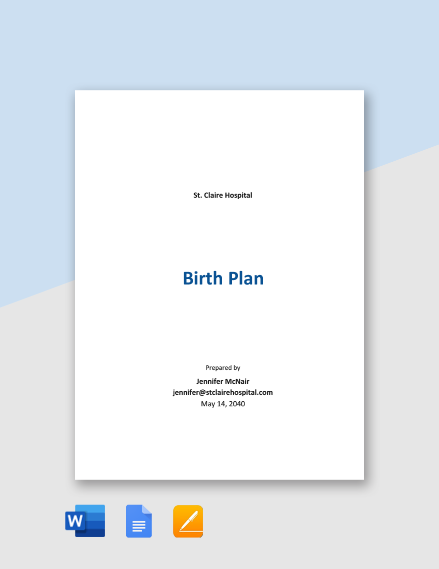 Free Sample Birth Plan Template in Word, Google Docs, PDF, Apple Pages