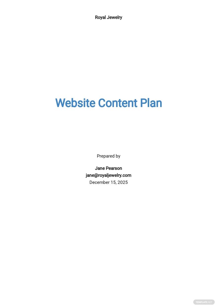Free Simple Content Plan Template