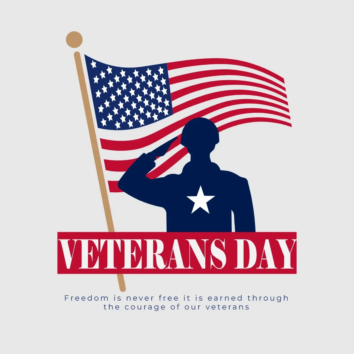 Free International Veterans Day Soldier Clip Art Template to Edit Online