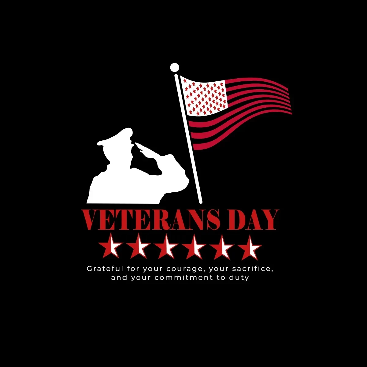 Free International Veterans Day Black Clip Art Template to Edit Online