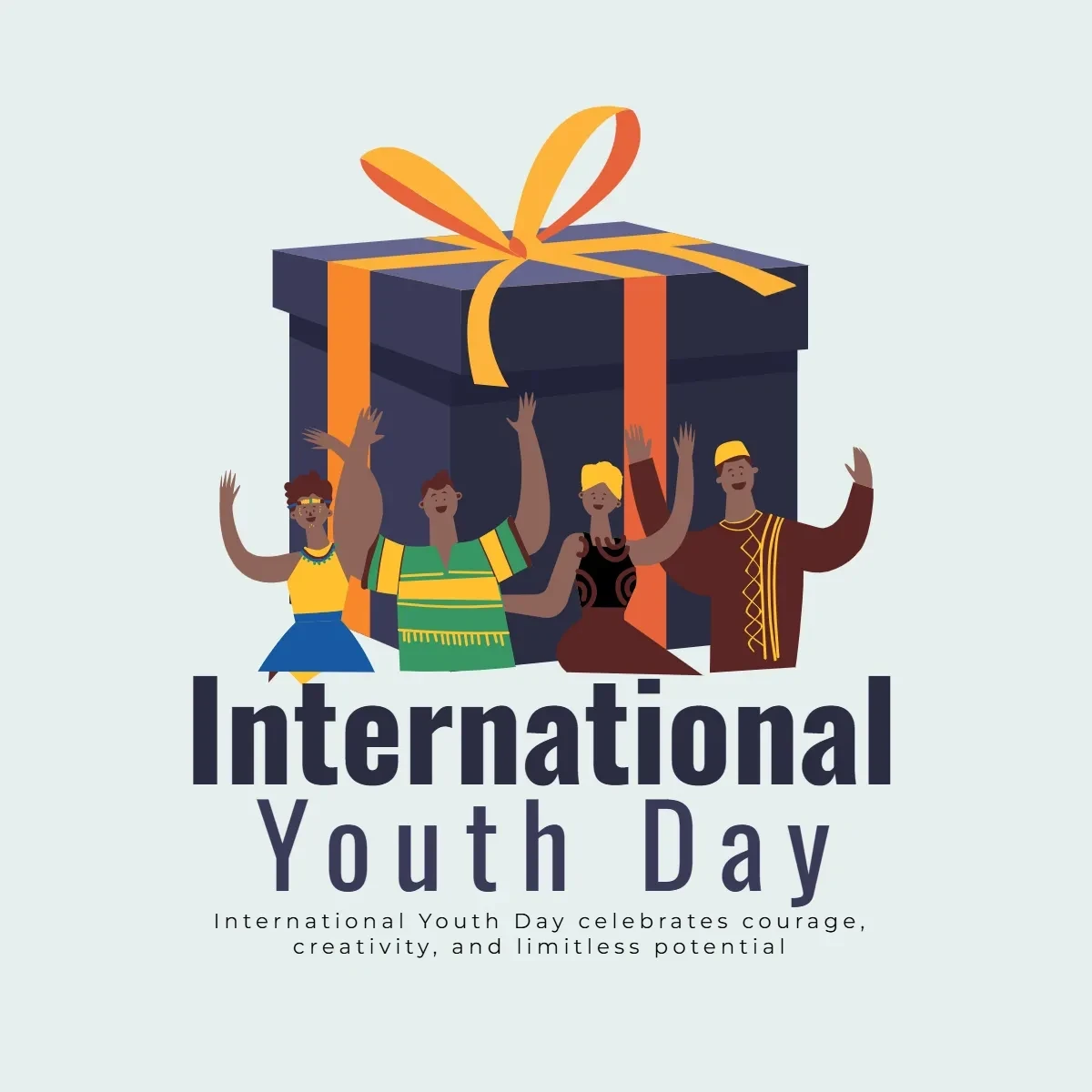 Free International Youth Day Gift Clip Art Template to Edit Online