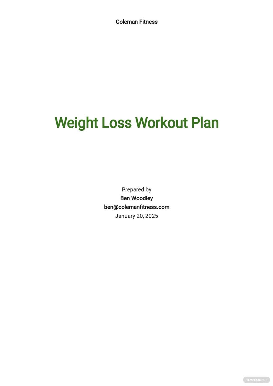 Weight Loss Workout Plan Template
