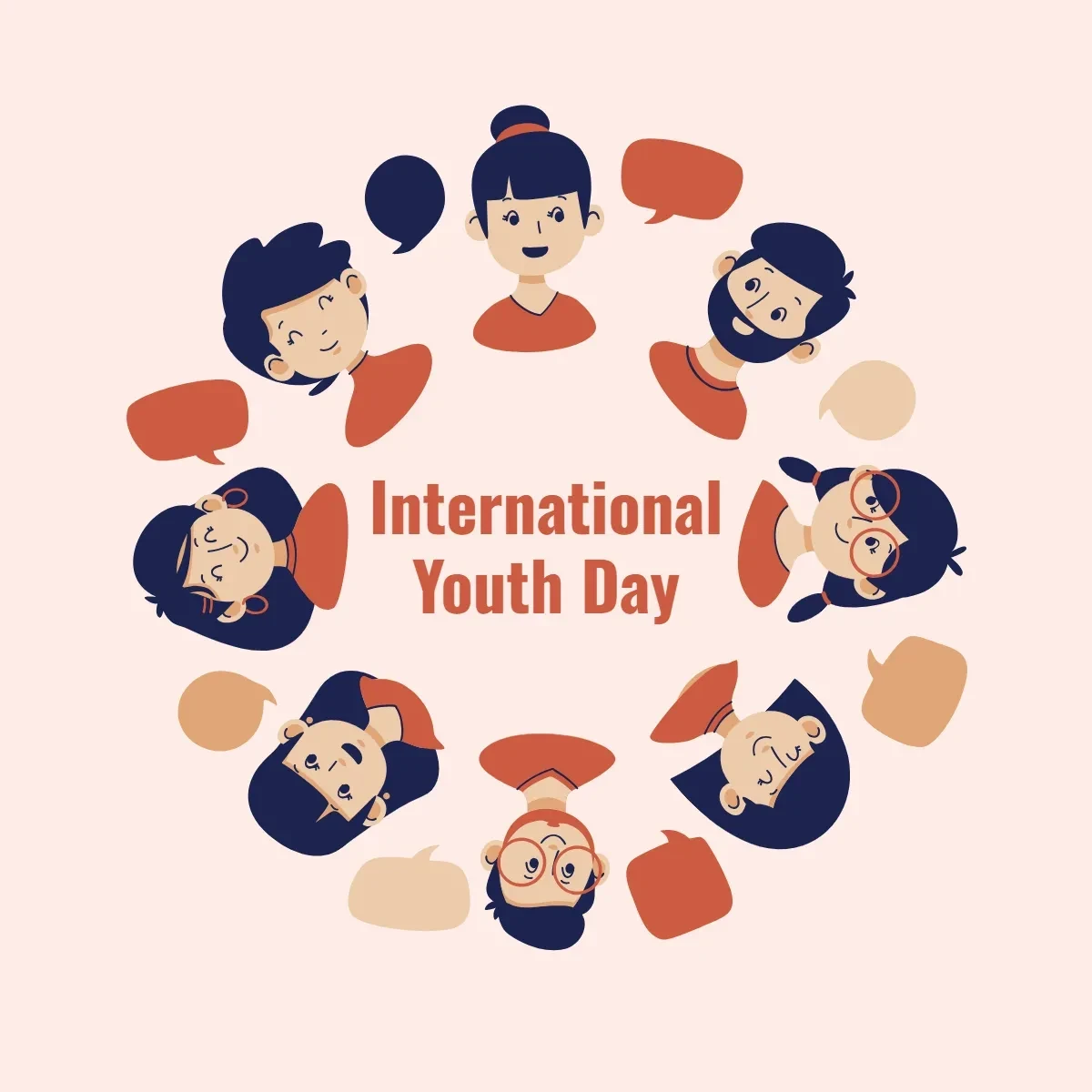 Free International Youth Day Circle Face Clip Art Template to Edit Online
