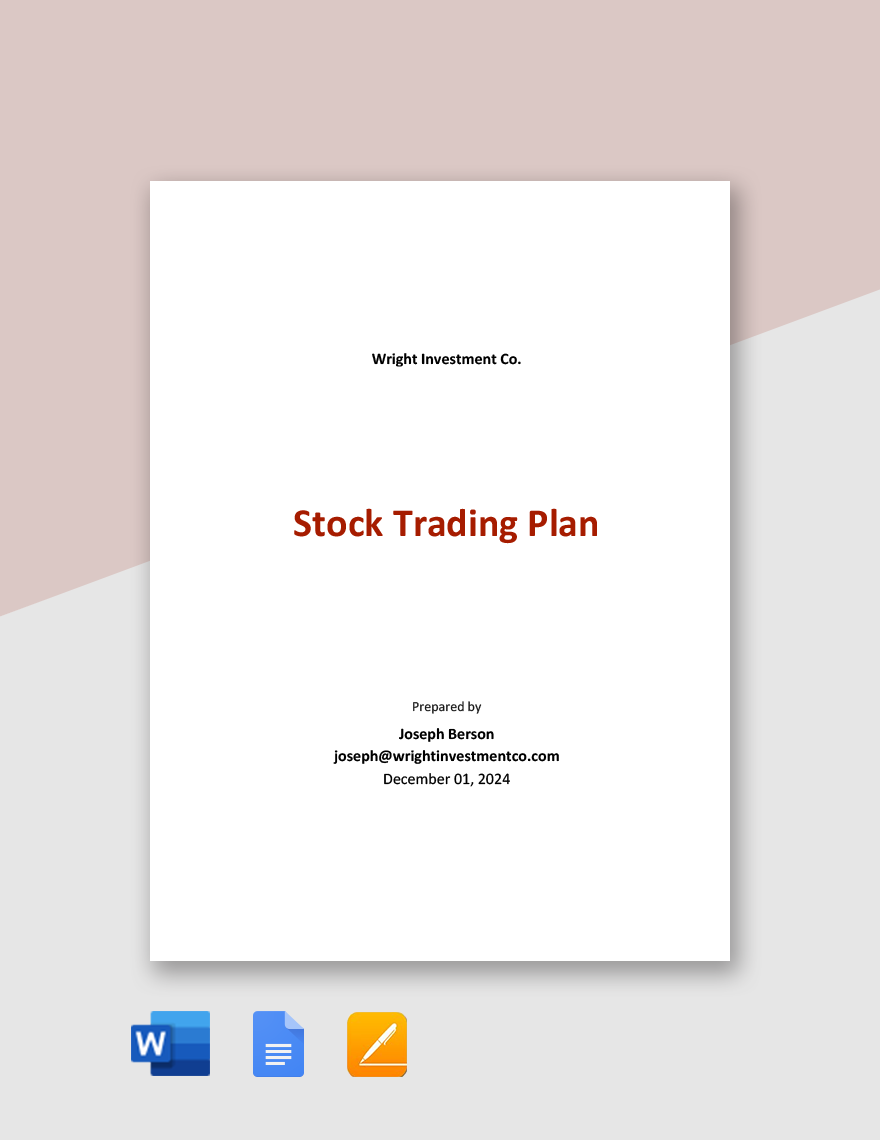 Stock Trading Plan Template in Word, Google Docs, Apple Pages