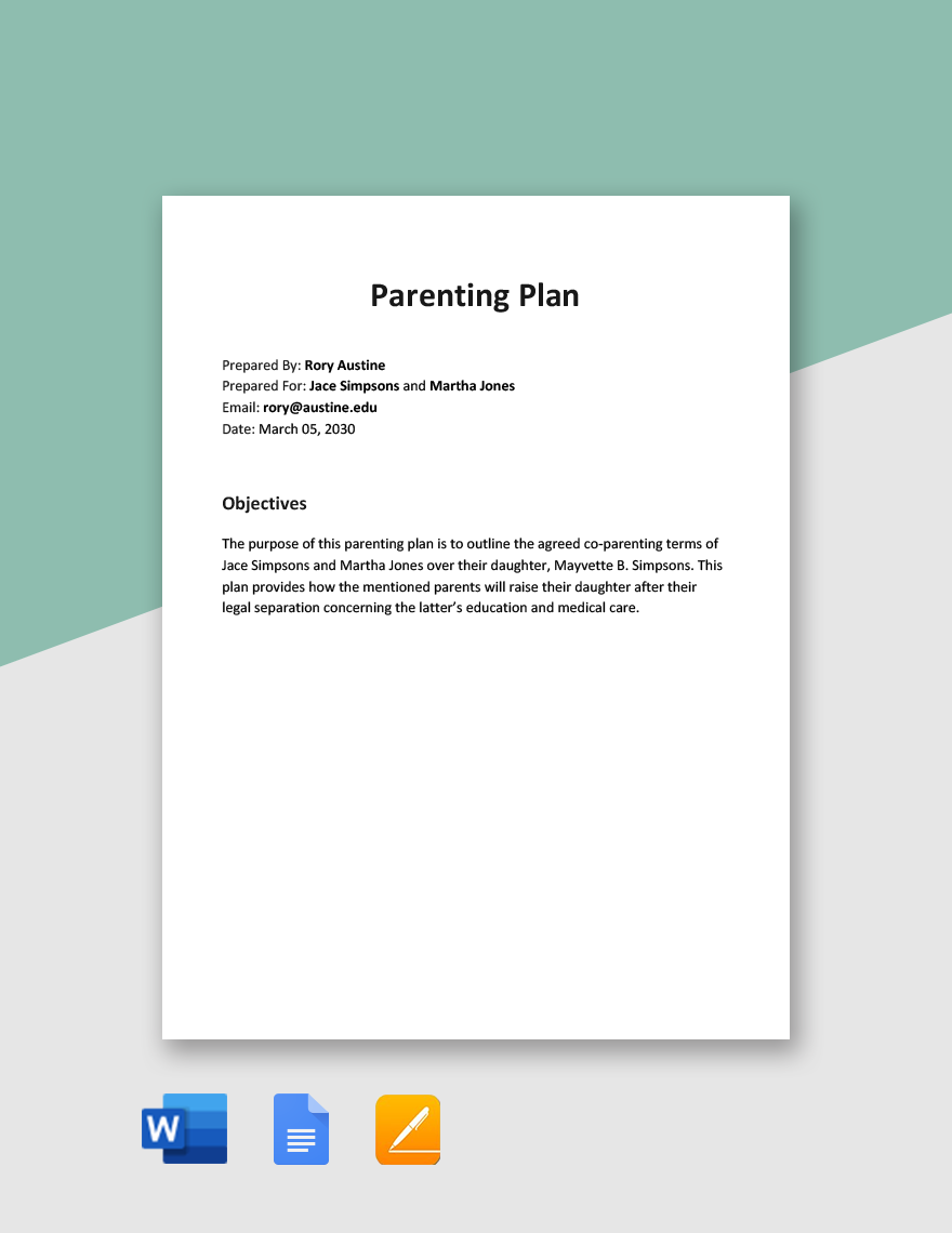 Basic Parenting Plan Template