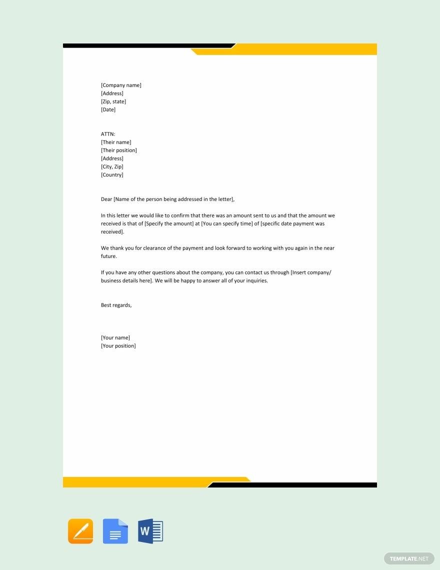 Sample Letter for Acknowledgement of Receipt Template