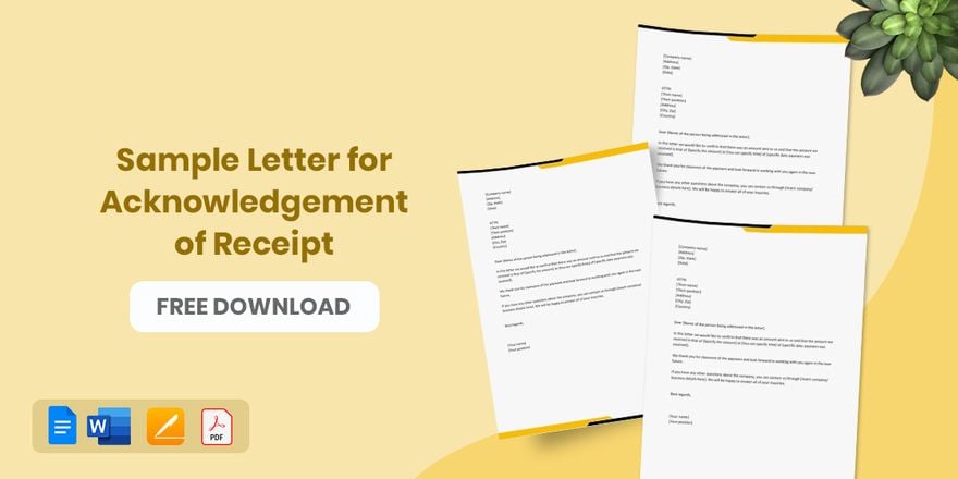 Sample Letter for Acknowledgement of Receipt