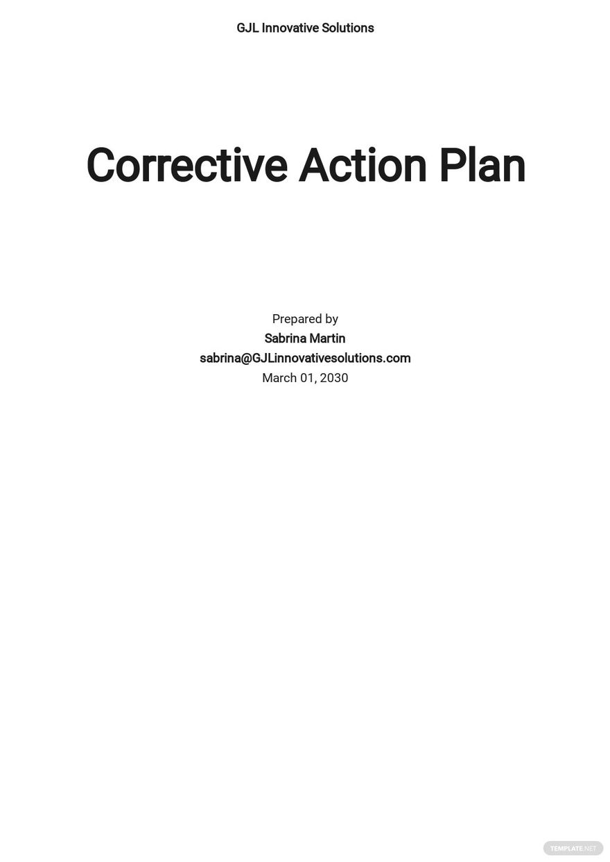 Free Sample Corrective Action Plan Template