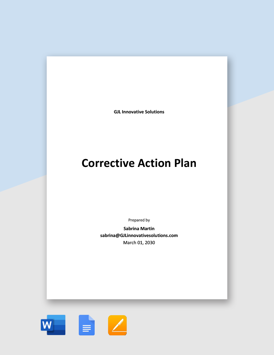 Sample Corrective Action Plan Template