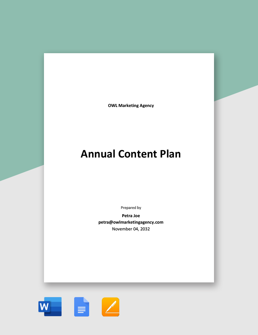 Annual Content Plan Template in Word, Google Docs, PDF, Apple Pages
