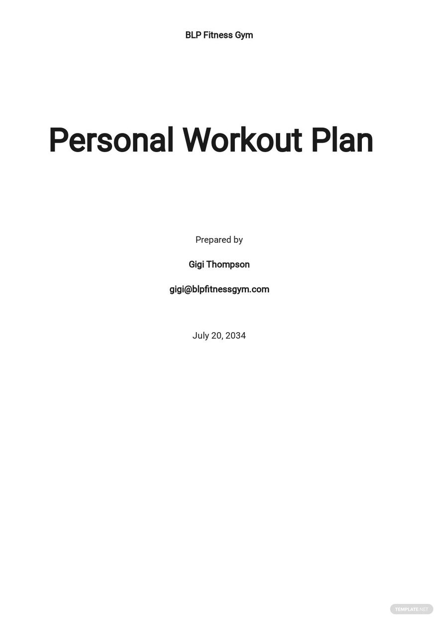 Free Personal Workout Plan Template