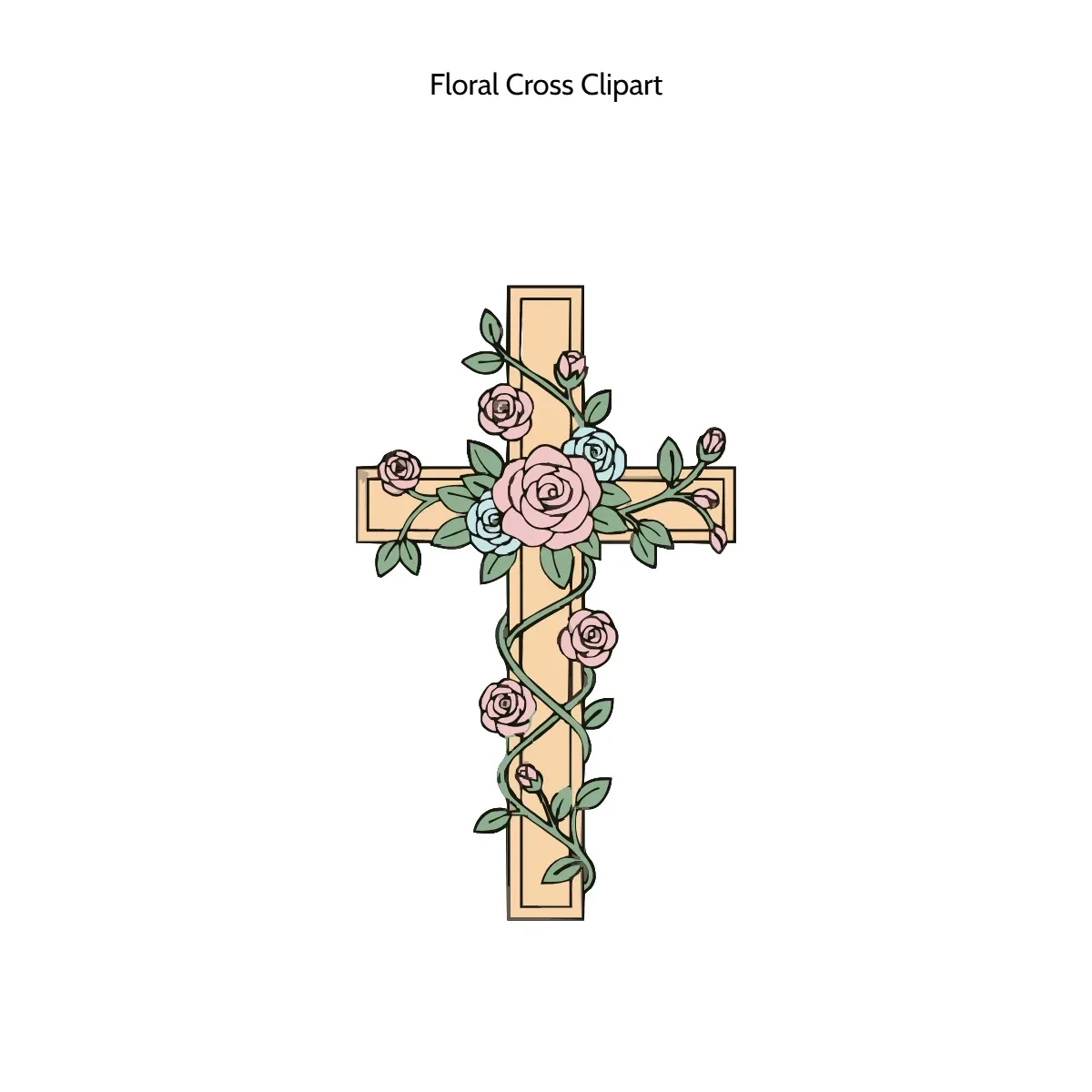 Free Floral Cross Clipart Template to Edit Online