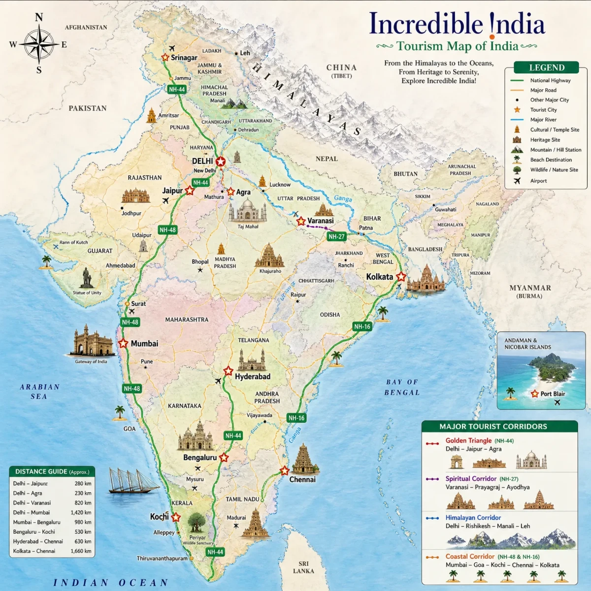 Free IndiaTourist Map Template to Edit Online