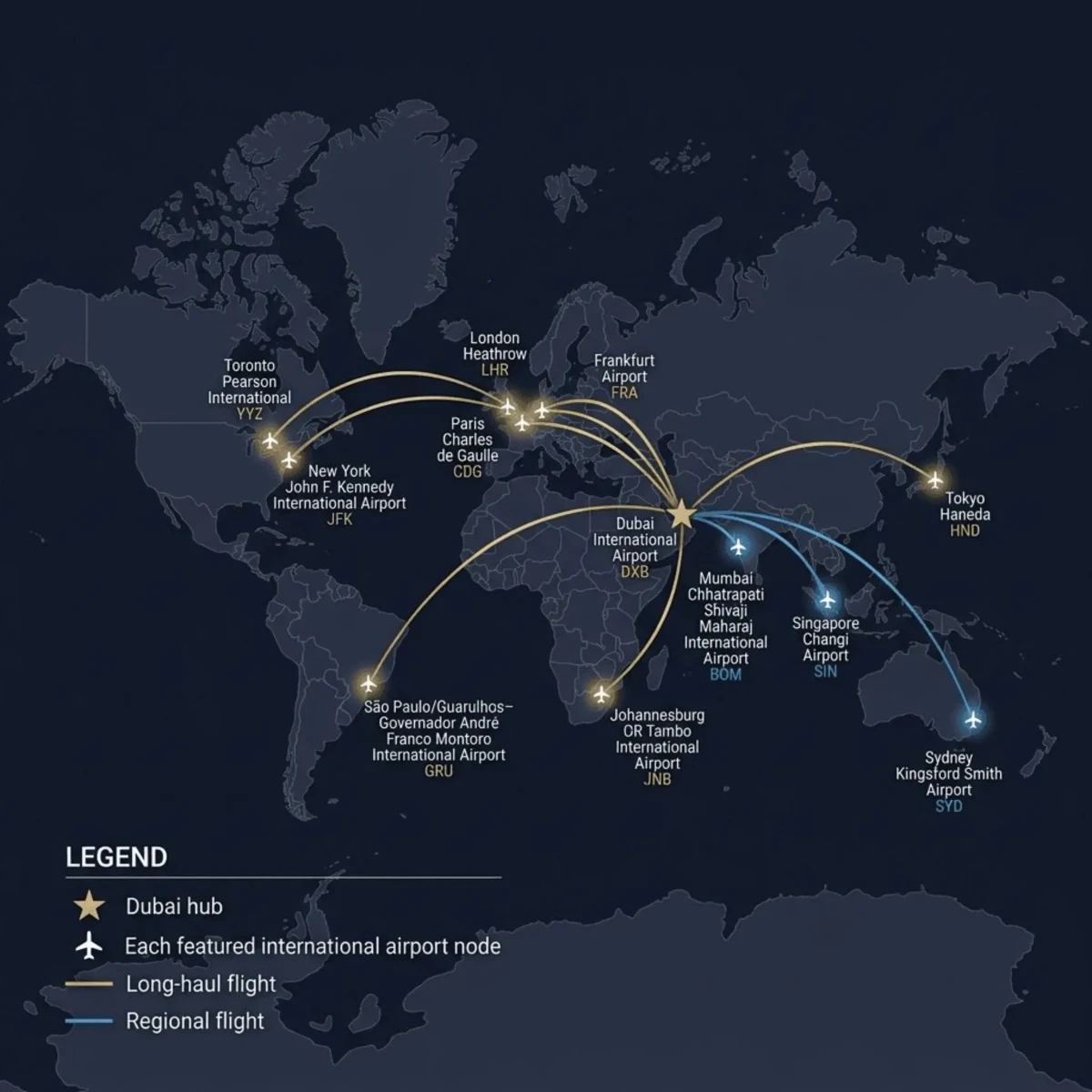 Free Dubai Direct Flight Map Template to Edit Online