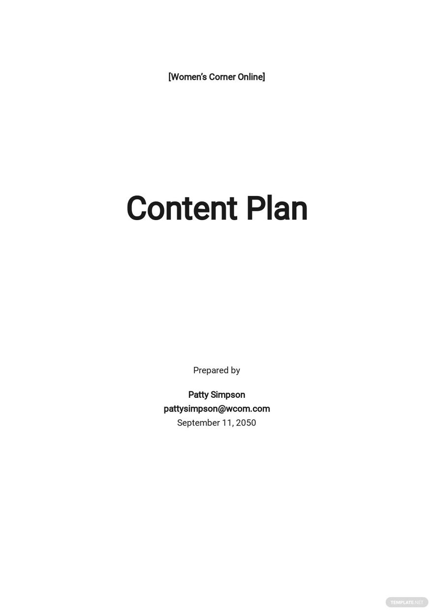Free Sample Content Plan Template