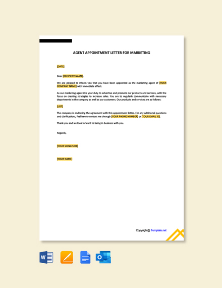 Sample Agent Appointment Letter Template in Google Docs, Word ...