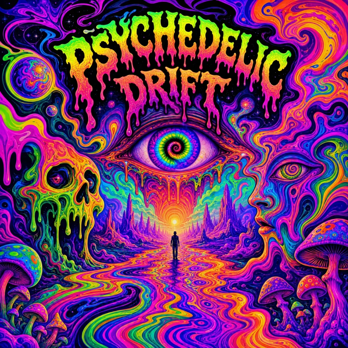 Free Trippy Art Album Cover Template to Edit Online