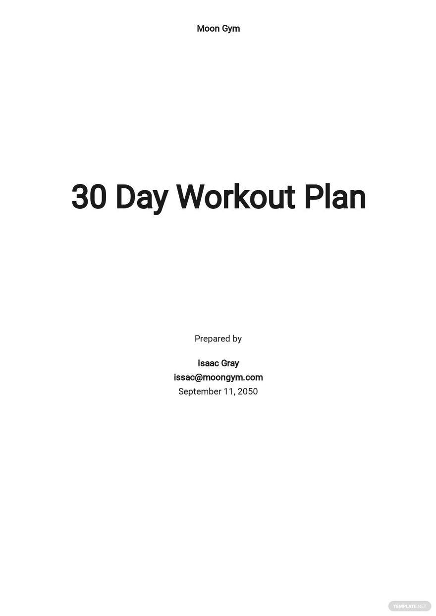 30 Day Workout Plan Template