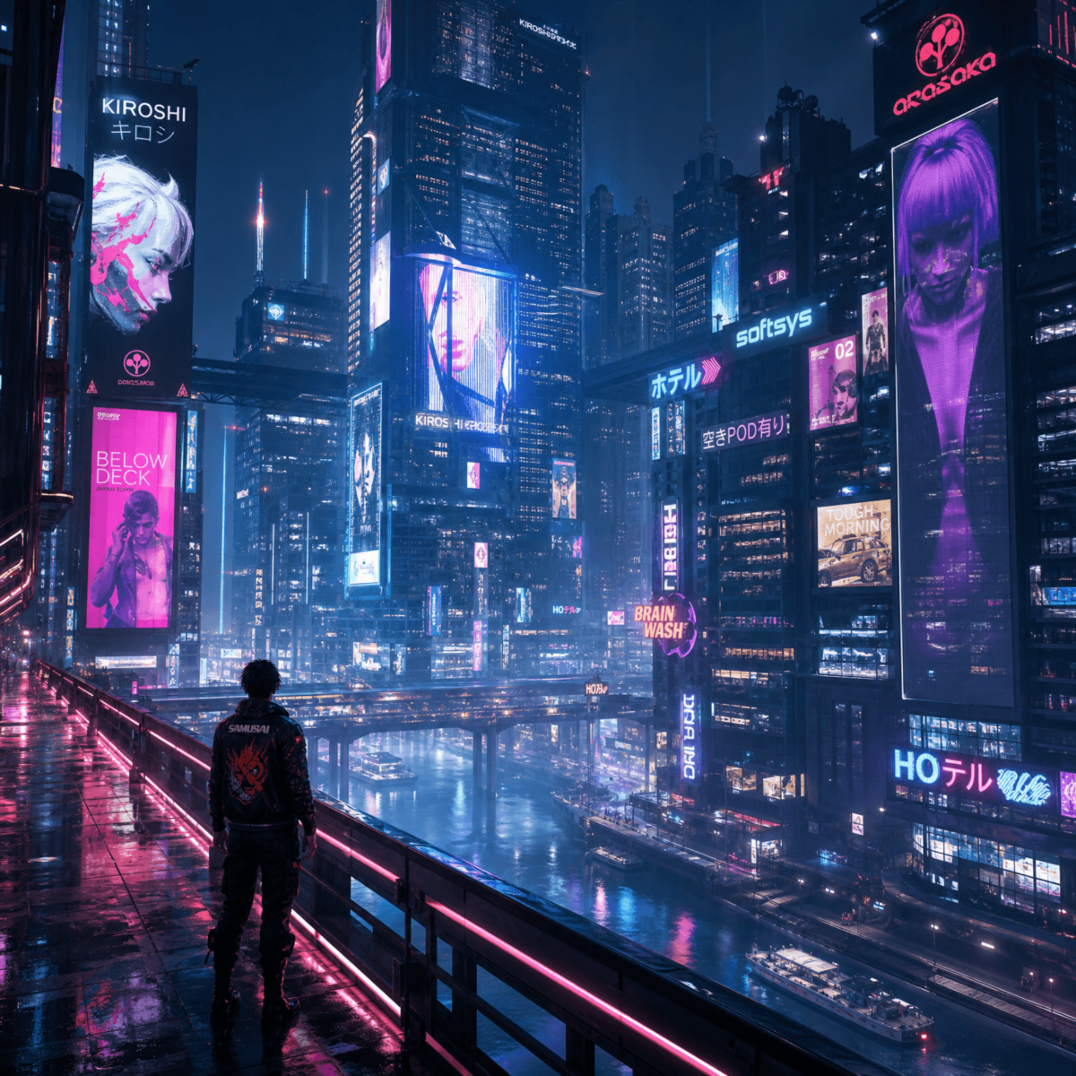 Free Cyberpunk City Illustration Template to Edit Online
