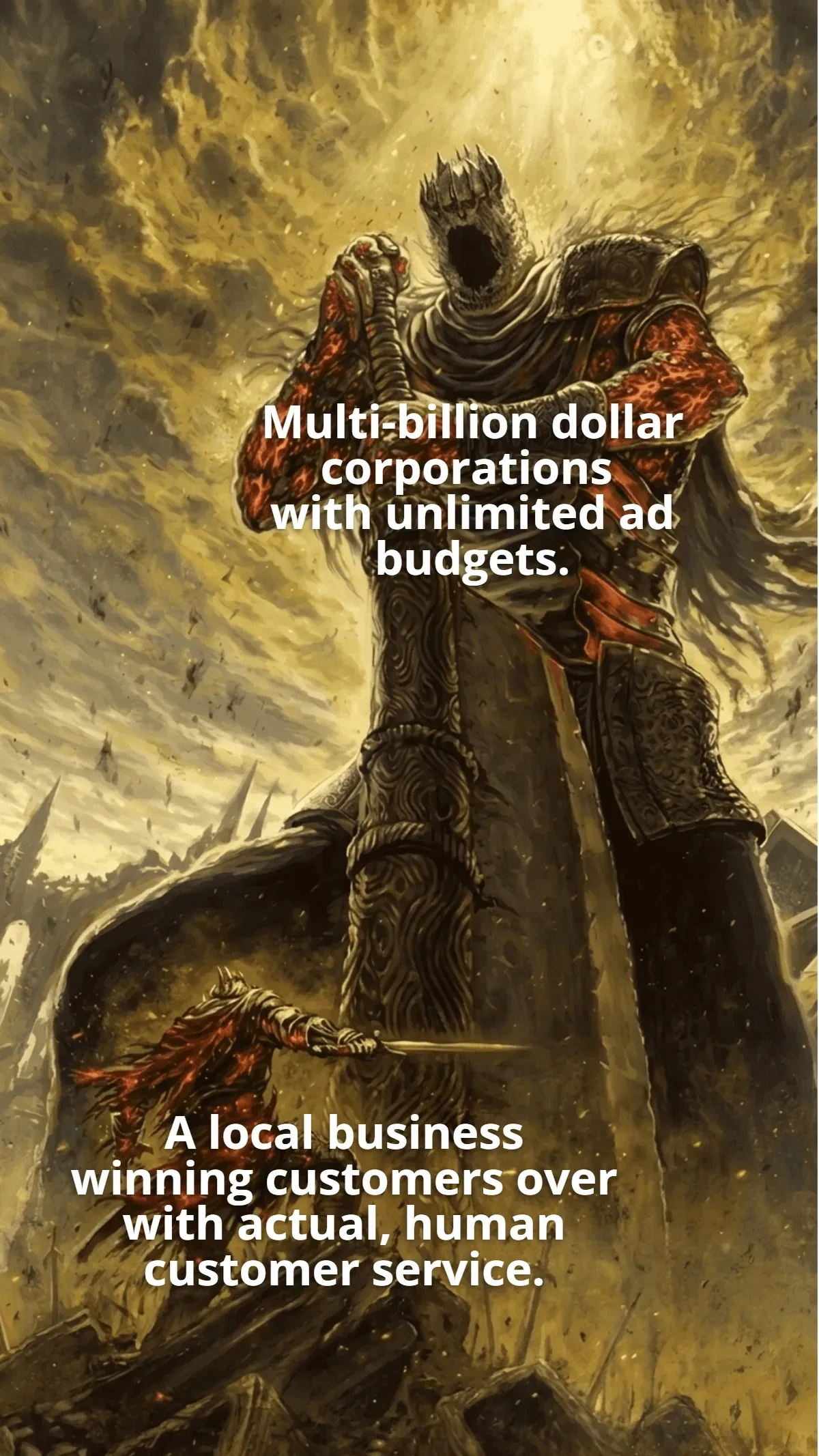 Free Small Knight Giant Knight Meme Template to Edit Online
