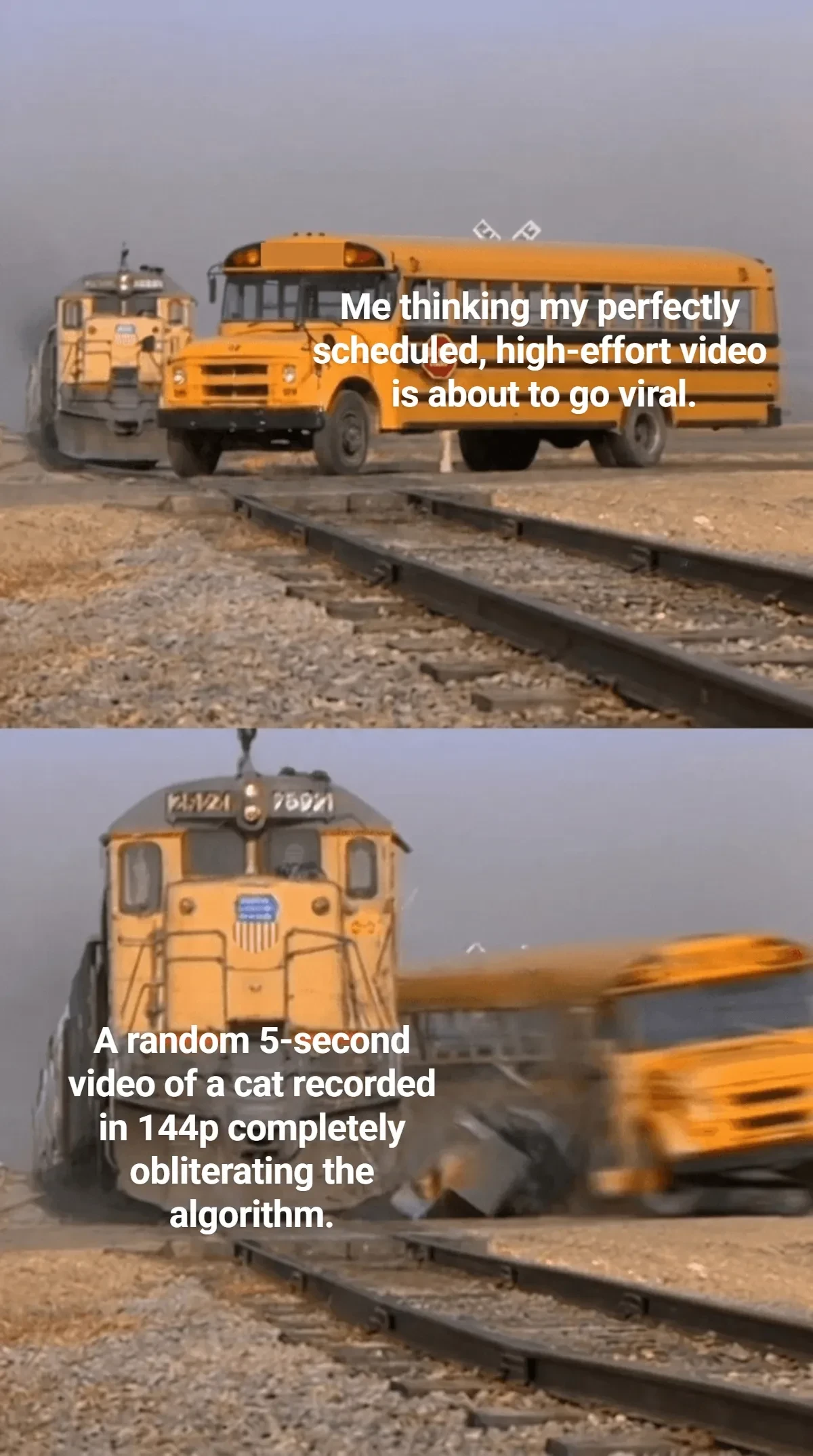 Free A Train Hitting A School Bus Meme Template to Edit Online