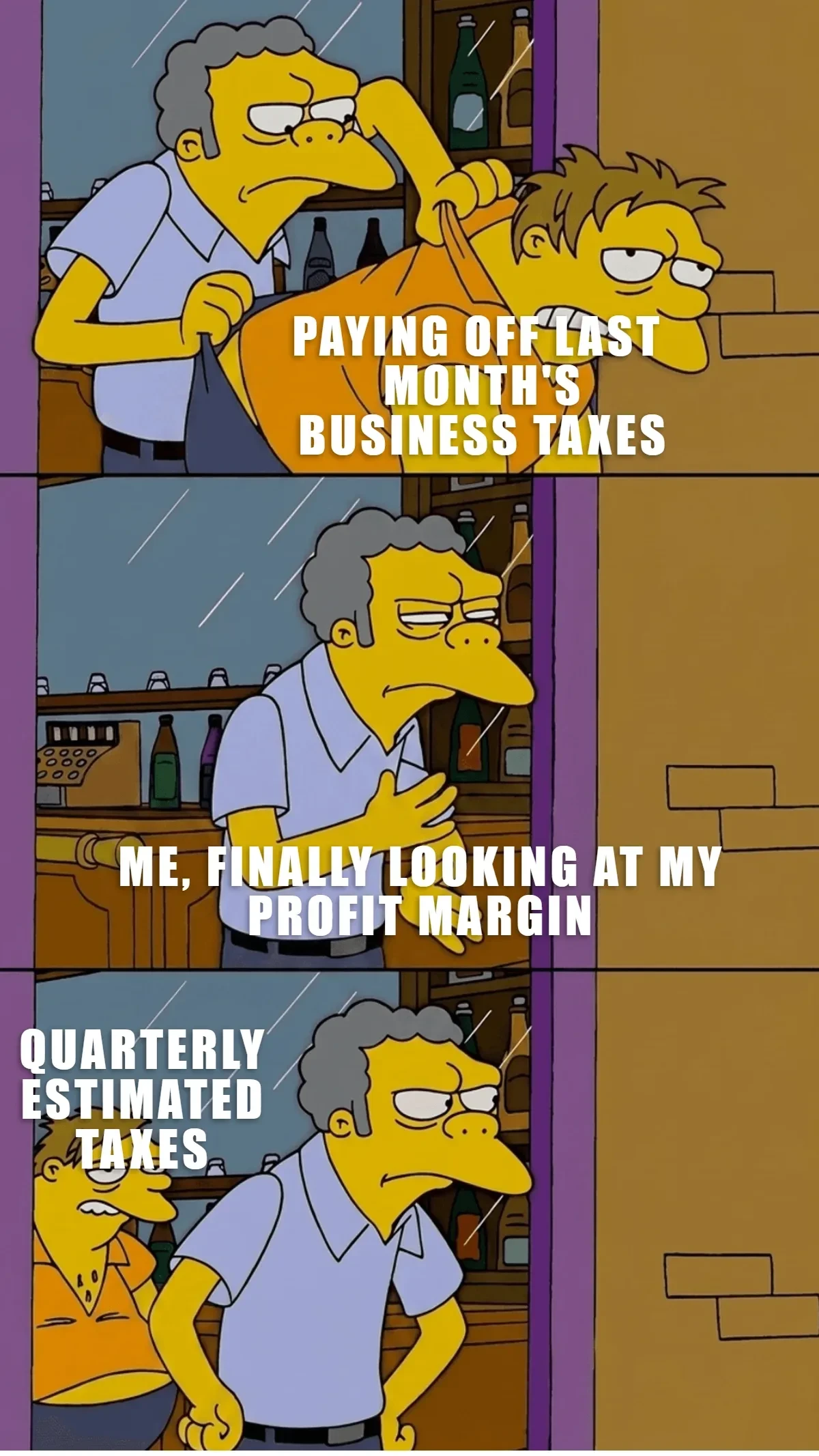 Free Moe throws Barney Meme Template to Edit Online