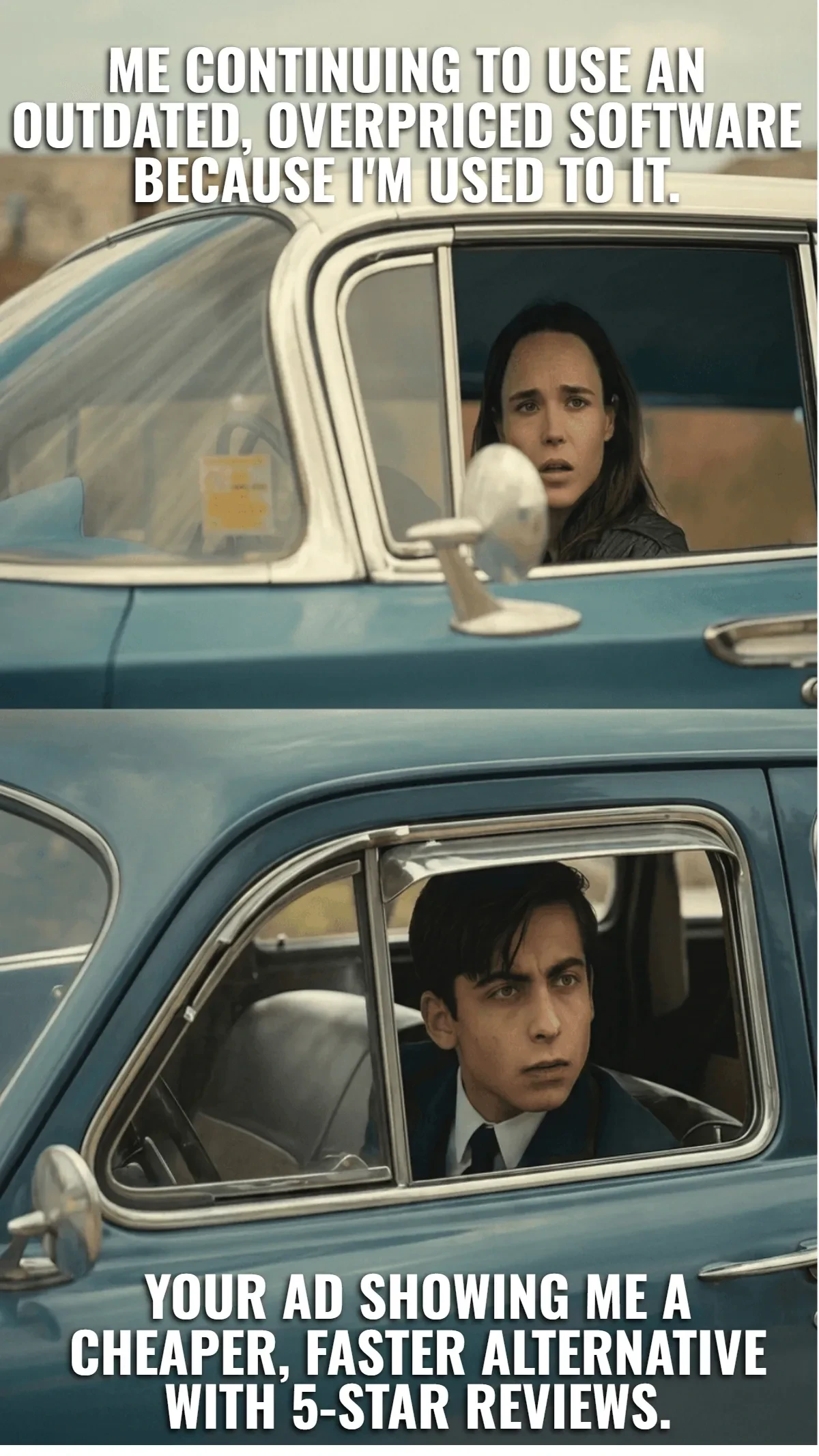 Free Cars Passing Each Other Meme Template to Edit Online