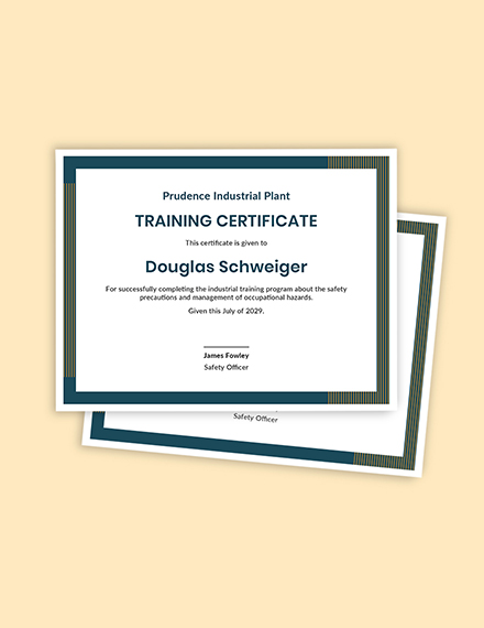Industrial Training Certificate Template - Google Docs, Illustrator, Word, Outlook, Apple Pages, PSD, Publisher