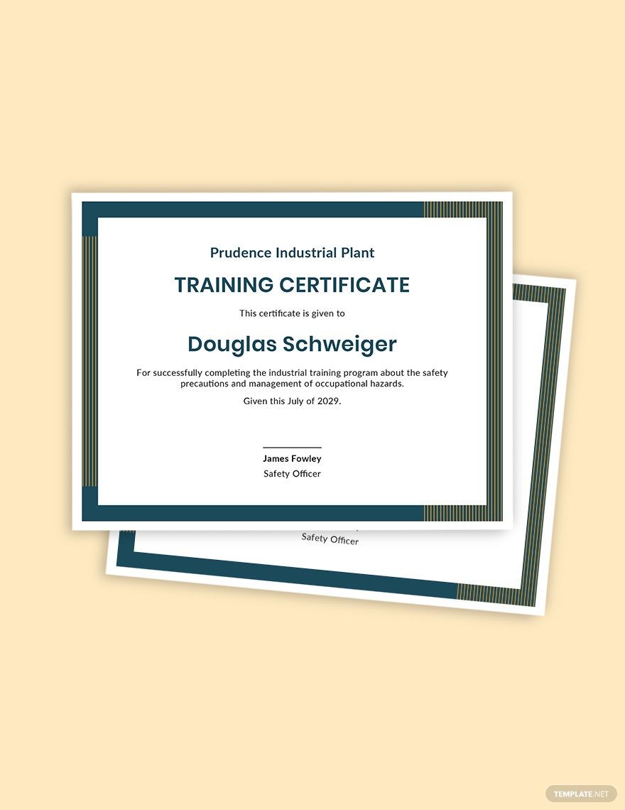Industrial Training Certificate Template