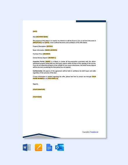 Sale of Property Offer Letter Template - Google Docs, Word | Template.net