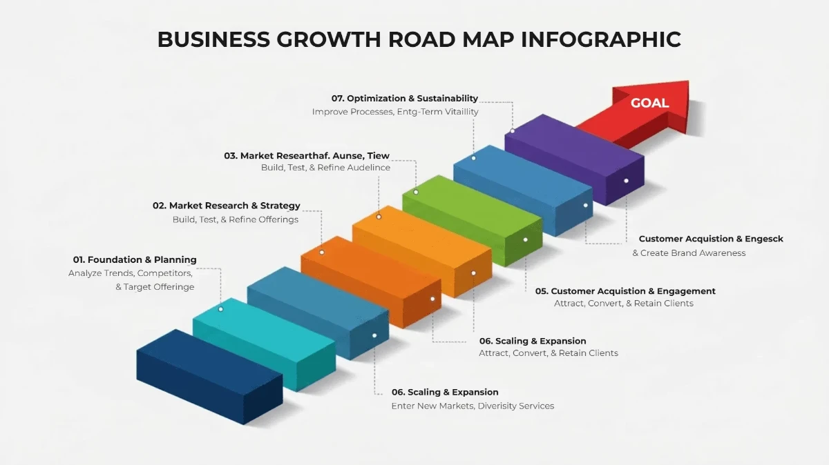 Free Business Growth Road Map Infographic Template to Edit Online