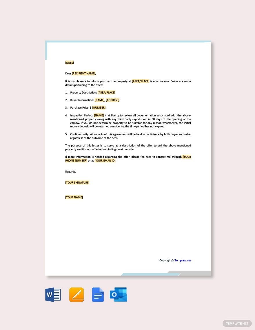 Sale of Property Offer Letter Template