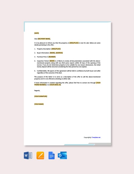 Property Offer Acceptance Letter Template - Google Docs, Word ...