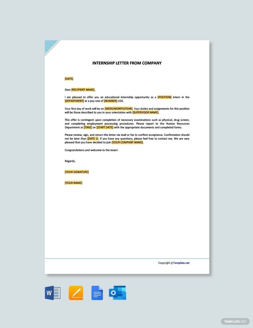 Internship Letter from Company Template