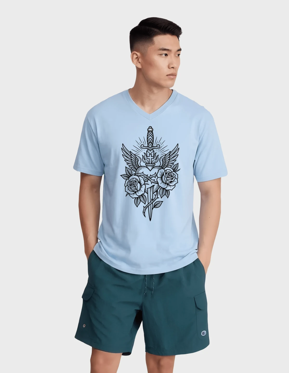 Free Baby Blue T-shirt mockup to Edit Online