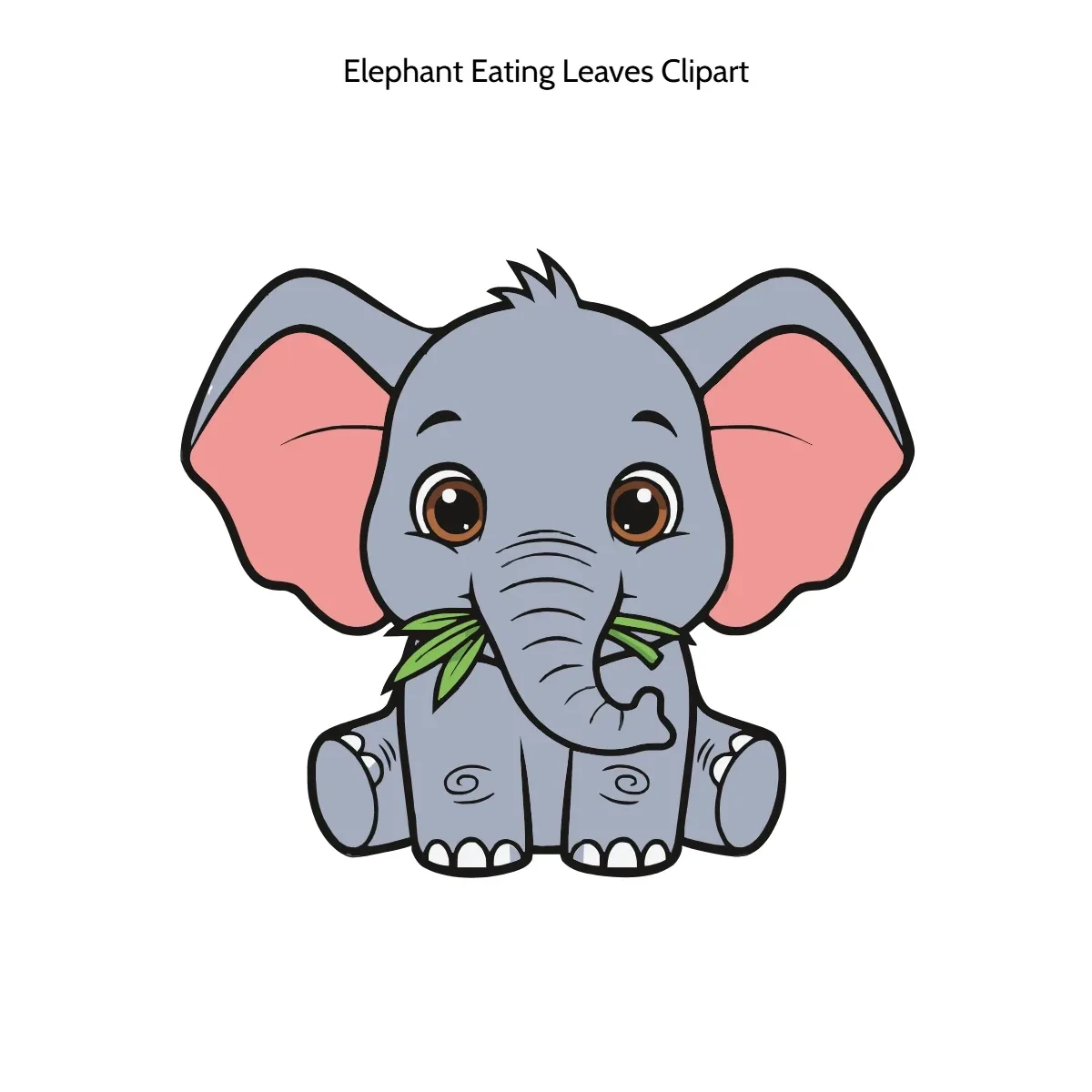 Free Elephant Eating Leaves Cartoon Vector Clipart (PNG, SVG) to Edit Online
