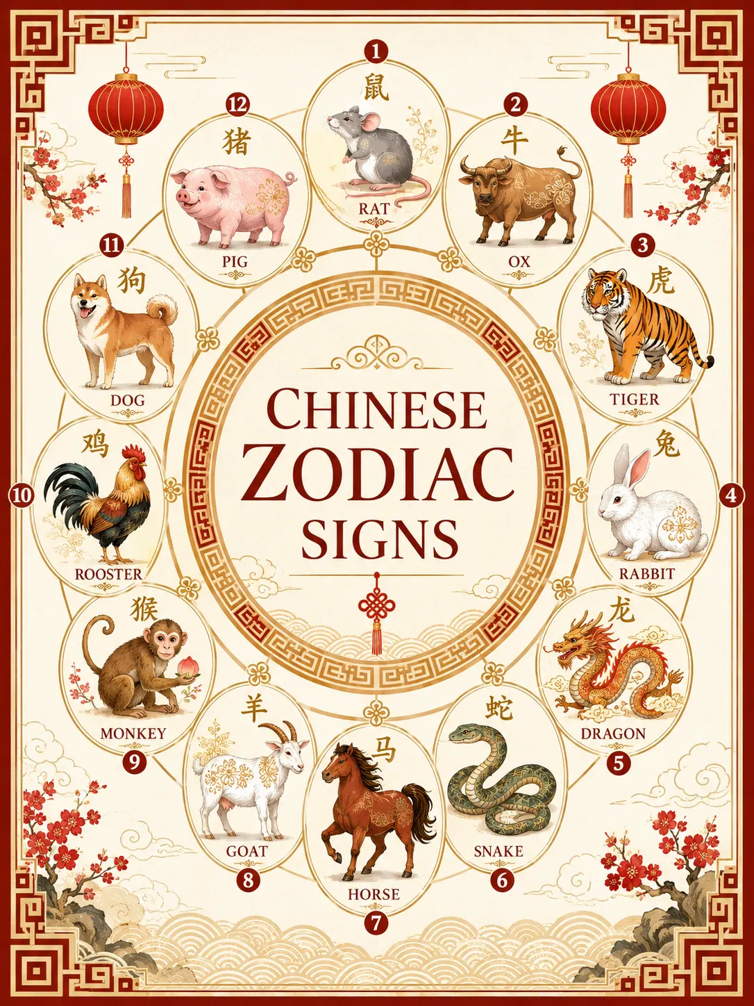 Chinese zodiac Signs Template