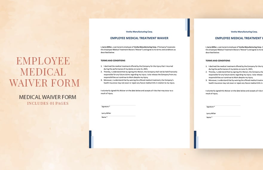 Employee Medical Waiver Form Template