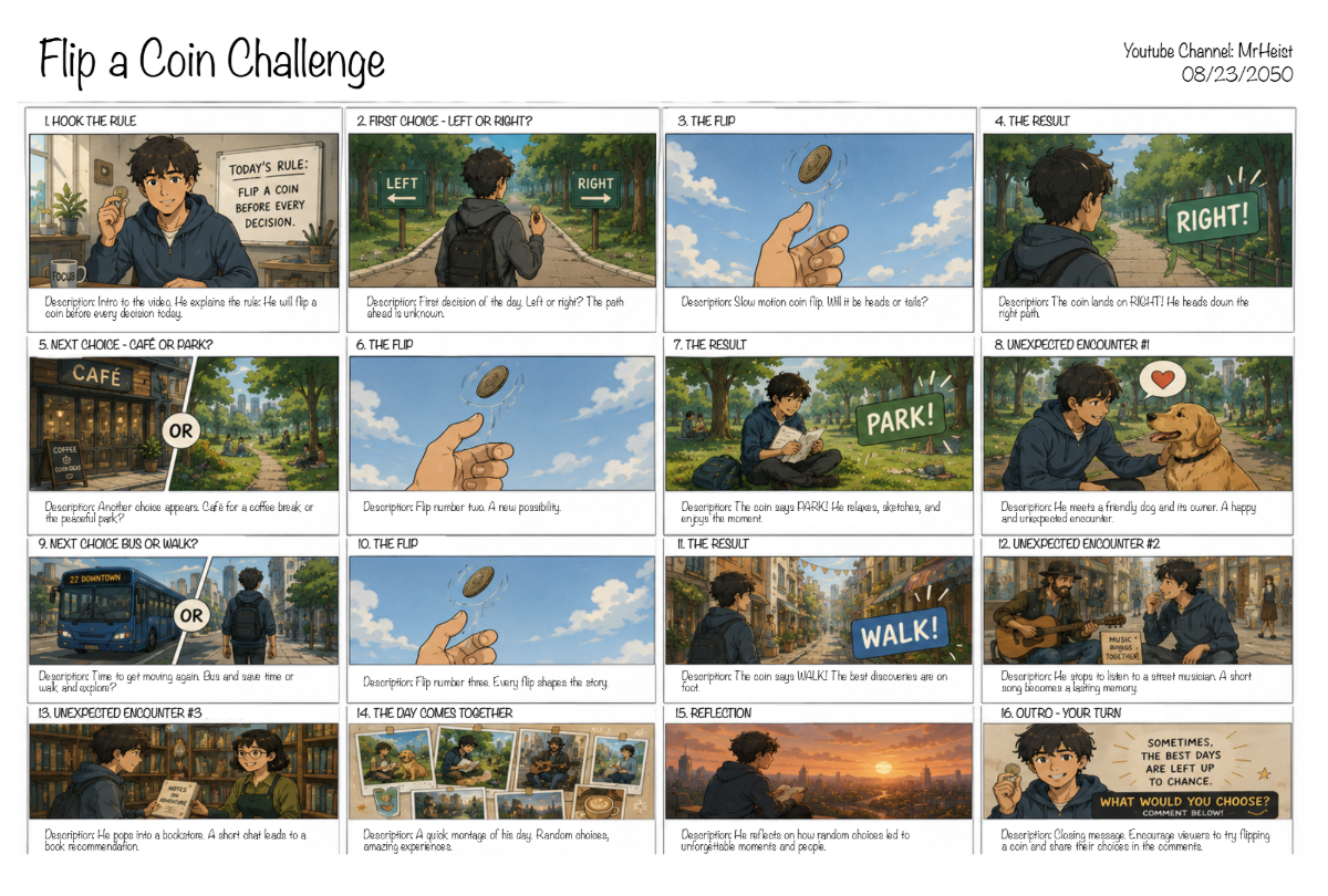 Free YouTube Video Storyboard Template to Edit Online