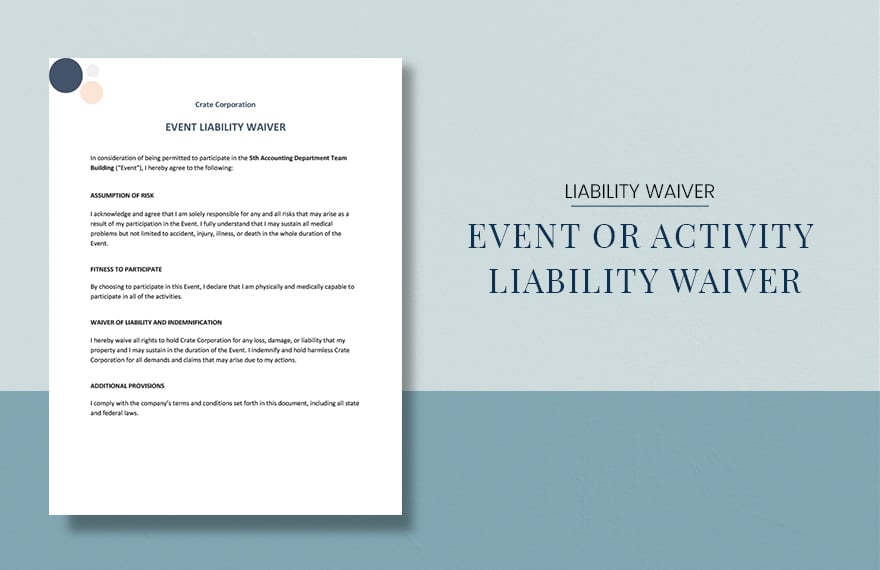 Event or Activity Liability Waiver Template