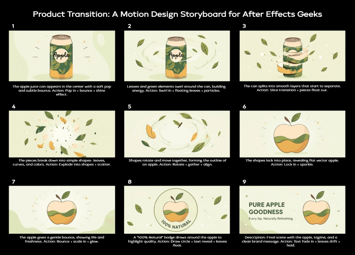 Free Motion Design Storyboard Template to Edit Online