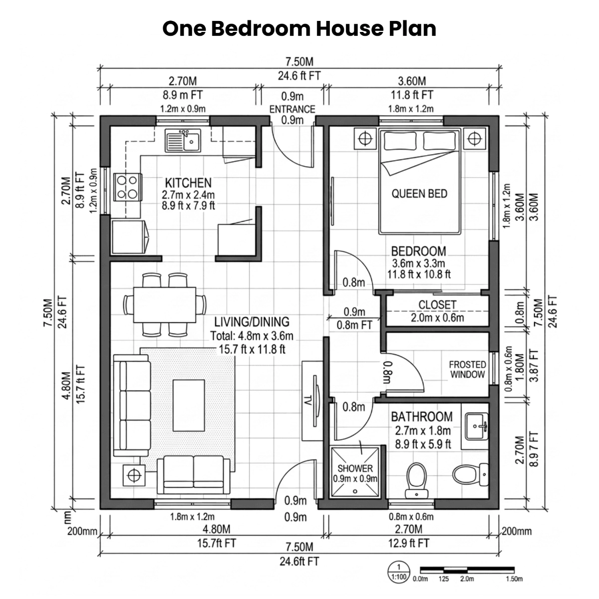 Free One bedroom House Plan Template to Edit Online Free One bedroom House Plan Template to Edit Online