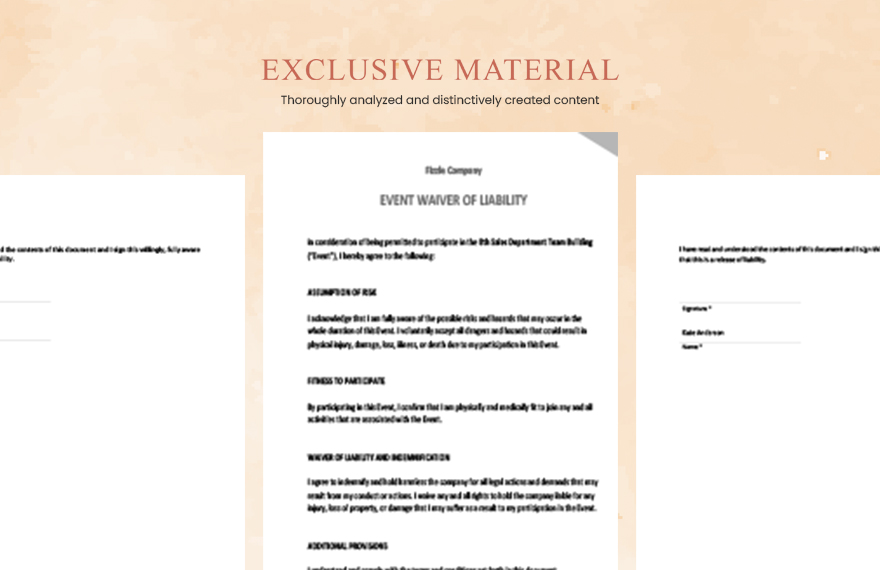 Event Waiver of Liability Template